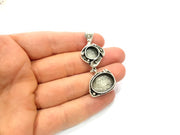 Silver Pendant Blank Resin Blank Mosaic Base Blank inlay Blank Necklace Blank Mountings Antique Silver Plated Brass (56x24mm )  G9710