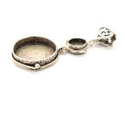 Silver Pendant Blank Resin Blank Mosaic Base Blank inlay Blank Necklace Blank Mountings Antique Silver Plated Brass (10mm+25mm )  G9711