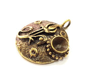 Pendant Blank Antique Bronze inlay Blank Mosaic Blank Resin Blank Bezel Base Setting Mountings Antique Bronze Plated Brass ( 24mm ) G9008