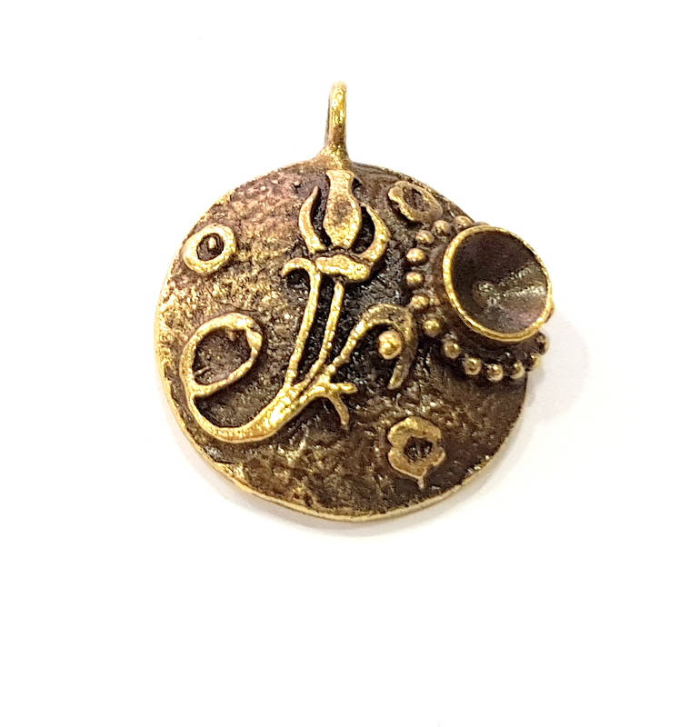 Pendant Blank Antique Bronze inlay Blank Mosaic Blank Resin Blank Bezel Base Setting Mountings Antique Bronze Plated Brass ( 24mm ) G9008