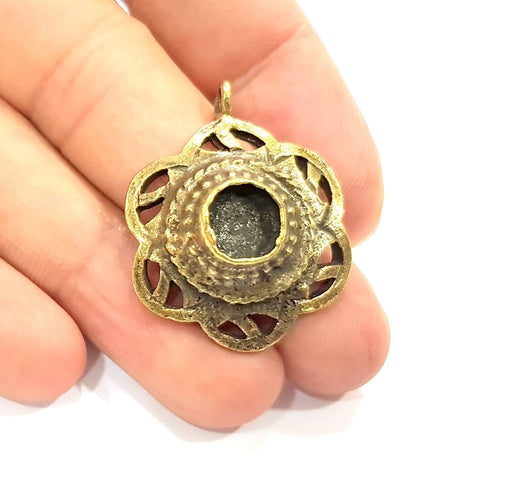 Pendant Blank Antique Bronze inlay Blank Mosaic Blank Resin Blank Bezel Base Setting Mountings Antique Bronze Plated Brass ( 28mm ) G9009