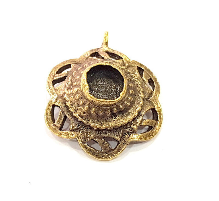 Pendant Blank Antique Bronze inlay Blank Mosaic Blank Resin Blank Bezel Base Setting Mountings Antique Bronze Plated Brass ( 28mm ) G9009