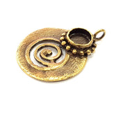 Pendant Blank Antique Bronze inlay Blank Mosaic Blank Resin Blank Bezel Base Setting Mountings Antique Bronze Plated Brass ( 39x28mm ) G9011