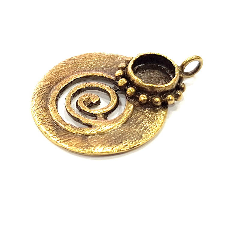 Pendant Blank Antique Bronze inlay Blank Mosaic Blank Resin Blank Bezel Base Setting Mountings Antique Bronze Plated Brass ( 39x28mm ) G9011