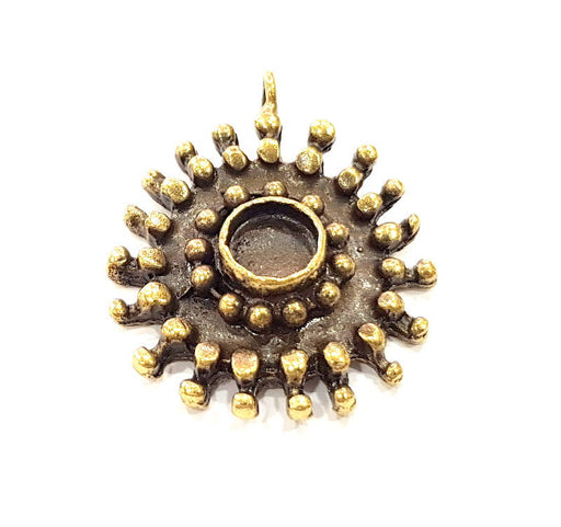 Pendant Blank Antique Bronze inlay Blank Mosaic Blank Resin Blank Bezel Base Setting Mountings Antique Bronze Plated Brass ( 35mm ) G9012