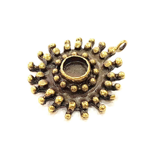 Pendant Blank Antique Bronze inlay Blank Mosaic Blank Resin Blank Bezel Base Setting Mountings Antique Bronze Plated Brass ( 35mm ) G9012