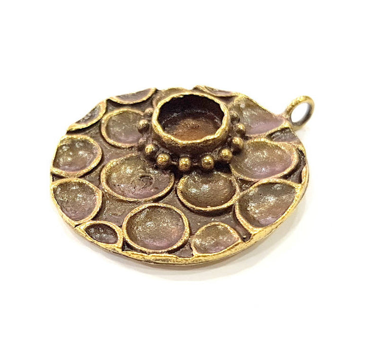 Pendant Blank Antique Bronze inlay Blank Mosaic Blank Resin Blank Bezel Base Setting Mountings Antique Bronze Plated Brass ( 40mm ) G9013