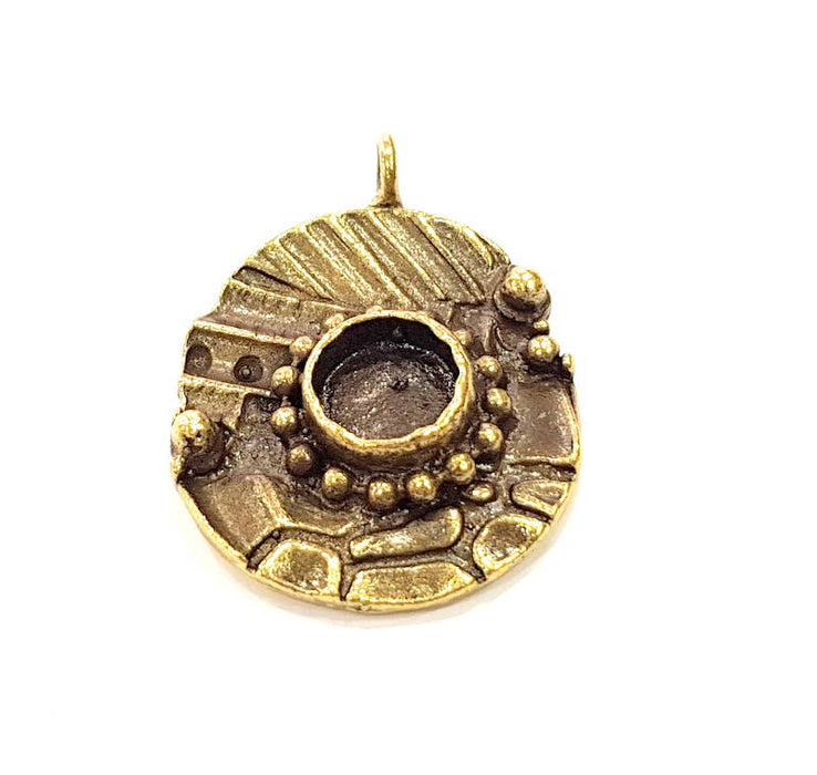 Pendant Blank Antique Bronze inlay Blank Mosaic Blank Resin Blank Bezel Base Setting Mountings Antique Bronze Plated Brass ( 36x27mm ) G9014