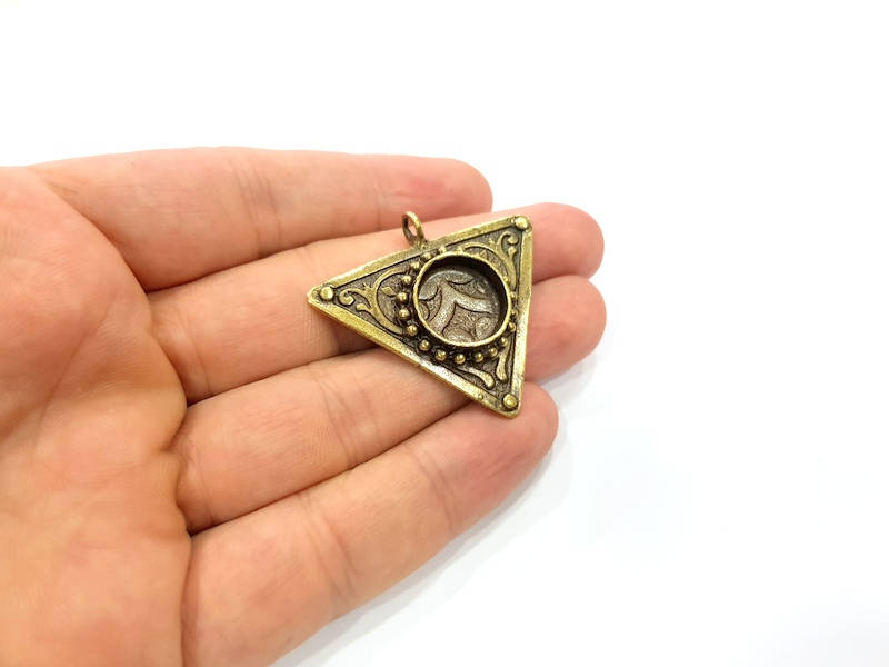 Pendant Blank Antique Bronze inlay Blank Mosaic Blank Resin Blank Bezel Base Setting Mountings Antique Bronze Plated Brass ( 41x37mm ) G9015