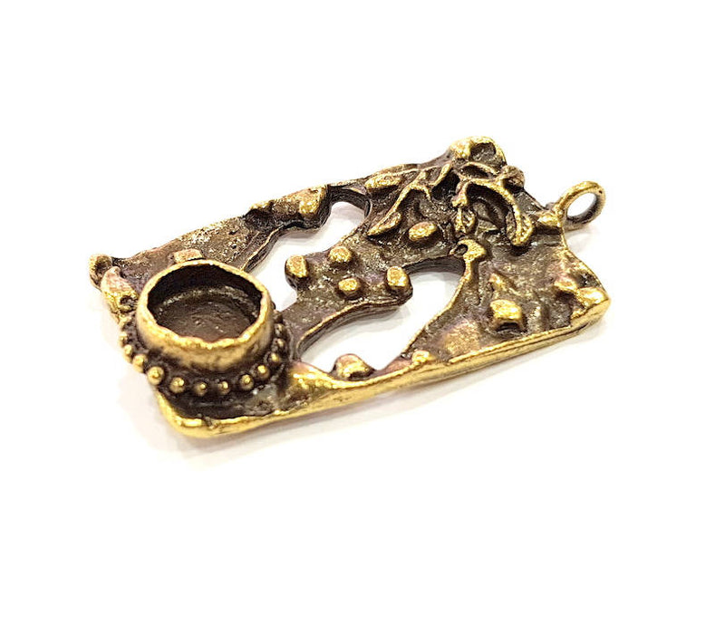 Pendant Blank Antique Bronze inlay Blank Mosaic Blank Resin Blank Bezel Base Setting Mountings Antique Bronze Plated Brass ( 45x24mm ) G9016