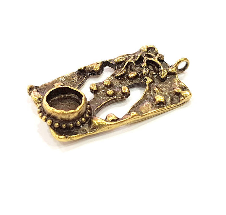 Pendant Blank Antique Bronze inlay Blank Mosaic Blank Resin Blank Bezel Base Setting Mountings Antique Bronze Plated Brass ( 45x24mm ) G9016