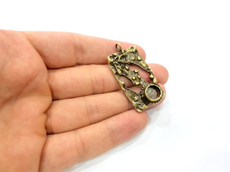 Pendant Blank Antique Bronze inlay Blank Mosaic Blank Resin Blank Bezel Base Setting Mountings Antique Bronze Plated Brass ( 45x24mm ) G9016