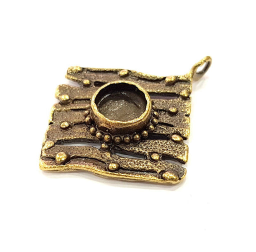 Pendant Blank Antique Bronze inlay Blank Mosaic Blank Resin Blank Bezel Base Setting Mountings Antique Bronze Plated Brass ( 41x34mm ) G9017