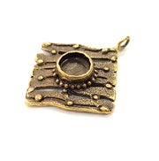 Pendant Blank Antique Bronze inlay Blank Mosaic Blank Resin Blank Bezel Base Setting Mountings Antique Bronze Plated Brass ( 41x34mm ) G9017