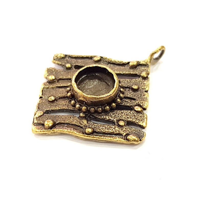 Pendant Blank Antique Bronze inlay Blank Mosaic Blank Resin Blank Bezel Base Setting Mountings Antique Bronze Plated Brass ( 41x34mm ) G9017