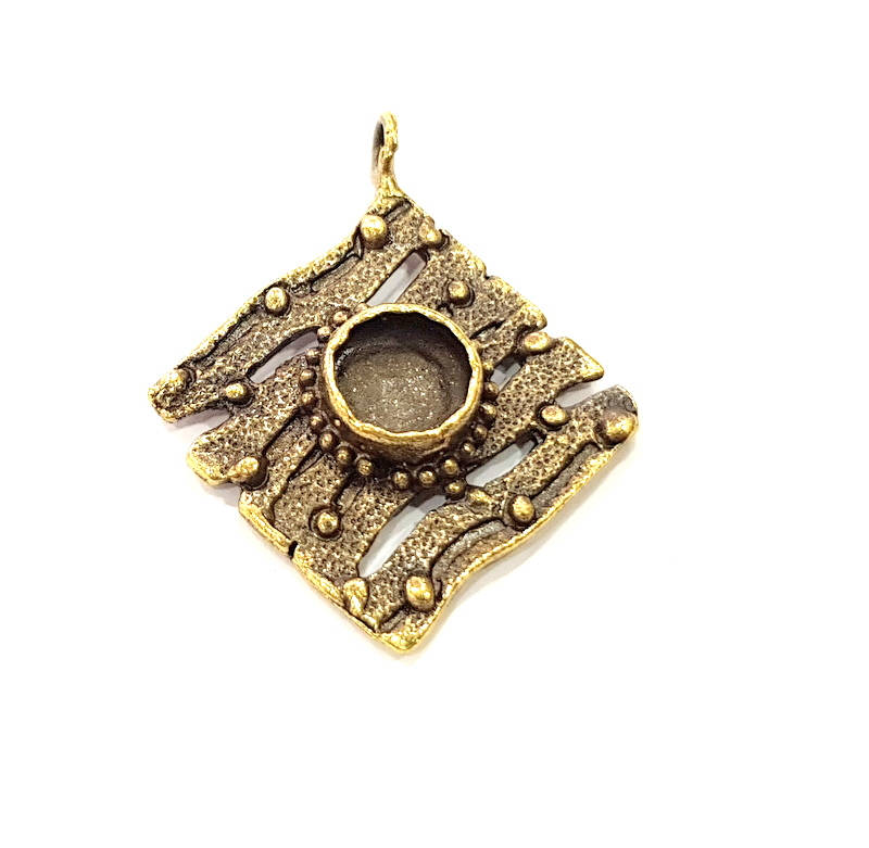 Pendant Blank Antique Bronze inlay Blank Mosaic Blank Resin Blank Bezel Base Setting Mountings Antique Bronze Plated Brass ( 41x34mm ) G9017