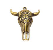2 Ox Head Skull Pendant Antique Bronze Plated Pendant (52x44mm) G9021