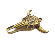 2 Ox Head Skull Pendant Antique Bronze Plated Pendant (52x44mm) G9021