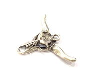 4 Silver Ox Head Skull Pendant Antique Silver Plated Pendant (36x26mm) G9023
