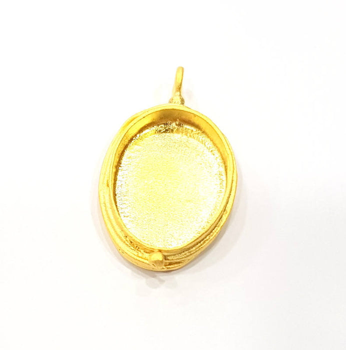 Gold Pendant Blank Base Setting Necklace Blank Resin Blank Mountings Gold Plated Brass ( 25x18mm blank ) G9029