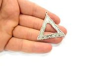 Silver Triangle Charm Connector Antique Silver Plated Brass Hammered Charms (42mm)  G9039