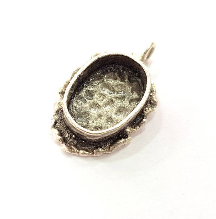 Silver Pendant Blank Mosaic Base Blank inlay Blank Necklace Blank Resin Blank Mountings Antique Silver Plated Brass ( 14x10mm )  G9044