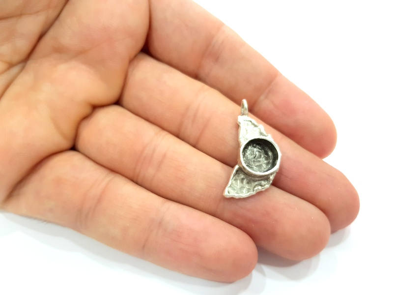 Silver Pendant Blank Mosaic Base Blank inlay Blank Necklace Blank Resin Blank Mountings Antique Silver Plated Brass ( 10mm blank )  G9047