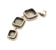 Silver Pendant Blank Mosaic Base Blank inlay Blank Necklace Blank Resin Blank Mountings Antique Silver Plated Brass (89x26mm )  G9051
