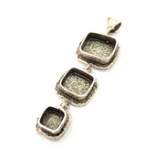 Silver Pendant Blank Mosaic Base Blank inlay Blank Necklace Blank Resin Blank Mountings Antique Silver Plated Brass (89x26mm )  G9051