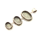 Silver Pendant Blank Resin Blank Mosaic Base Blank inlay Blank Necklace Blank Mountings Antique Silver Plated Brass (83x31mm )  G9058
