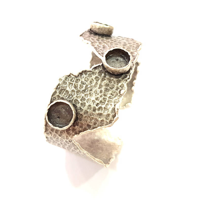 Silver Bracelet Blanks Bangle Blanks Cuff Blanks Adjustable Hammered Bracelet Blank Antique Silver Plated Brass ( 10mm Blanks ) G9071