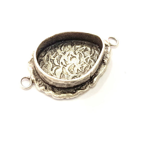 Silver Pendant Blank Connector Resin Blank Mosaic Base inlay Blank Charm Mountings Antique Silver Plated Brass (20x15mm blank ) G9735