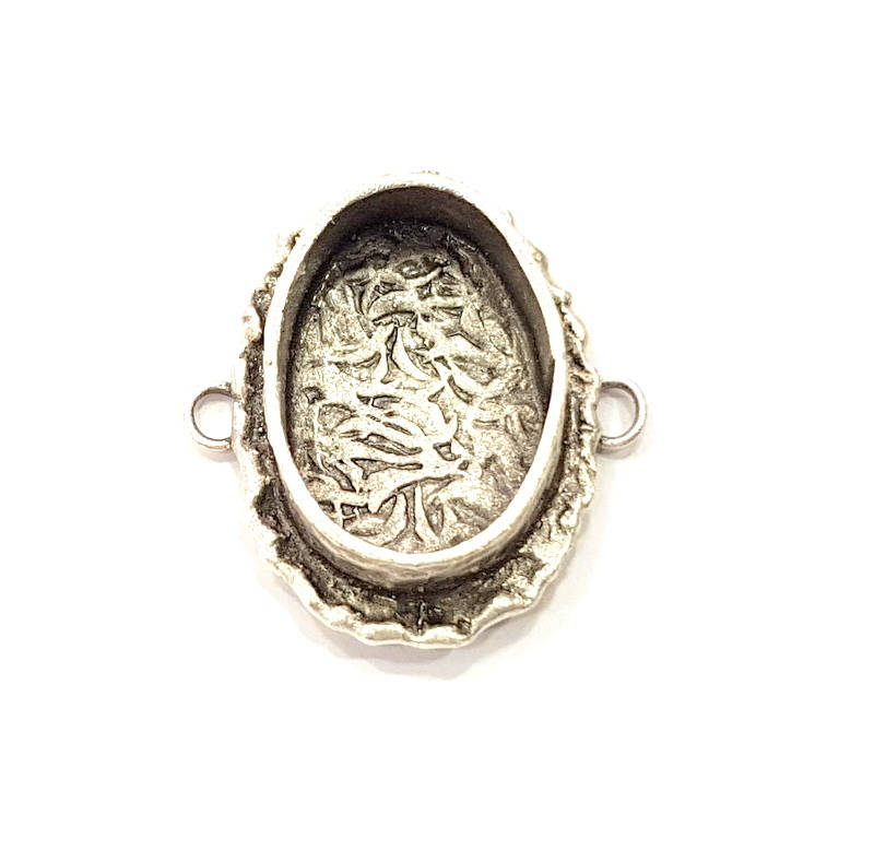 Silver Pendant Blank Connector Resin Blank Mosaic Base inlay Blank Charm Mountings Antique Silver Plated Brass (20x15mm blank )  G9736