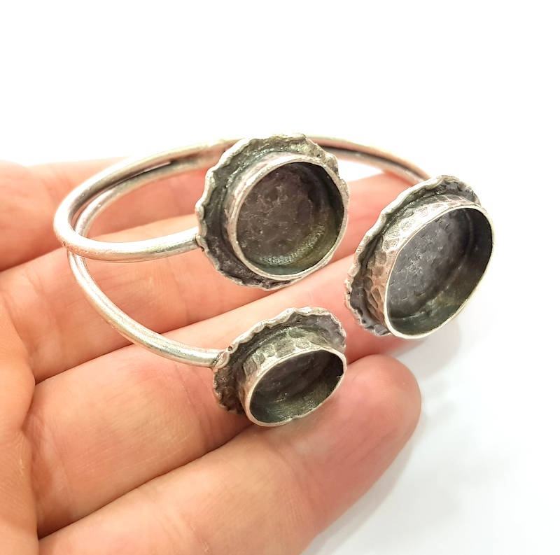 Silver Bracelet Blanks Bangle Blanks Cuff Blanks Adjustable Bracelet Blank Antique Silver Plated Brass ( 20mm and 14mm Blanks ) G9746