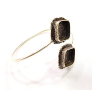 Silver Bracelet Blank Bangle Blank Cuff Blank Adjustable Bracelet inlay Blank Antique Silver Plated Brass (15x15mm Blanks) G9749