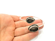 Silver Bracelet Blank Bangle Blank Cuff Blank Adjustable Bracelet inlay Blank Antique Silver Plated Brass (20x15mm and 14x10mm Blanks) G9748