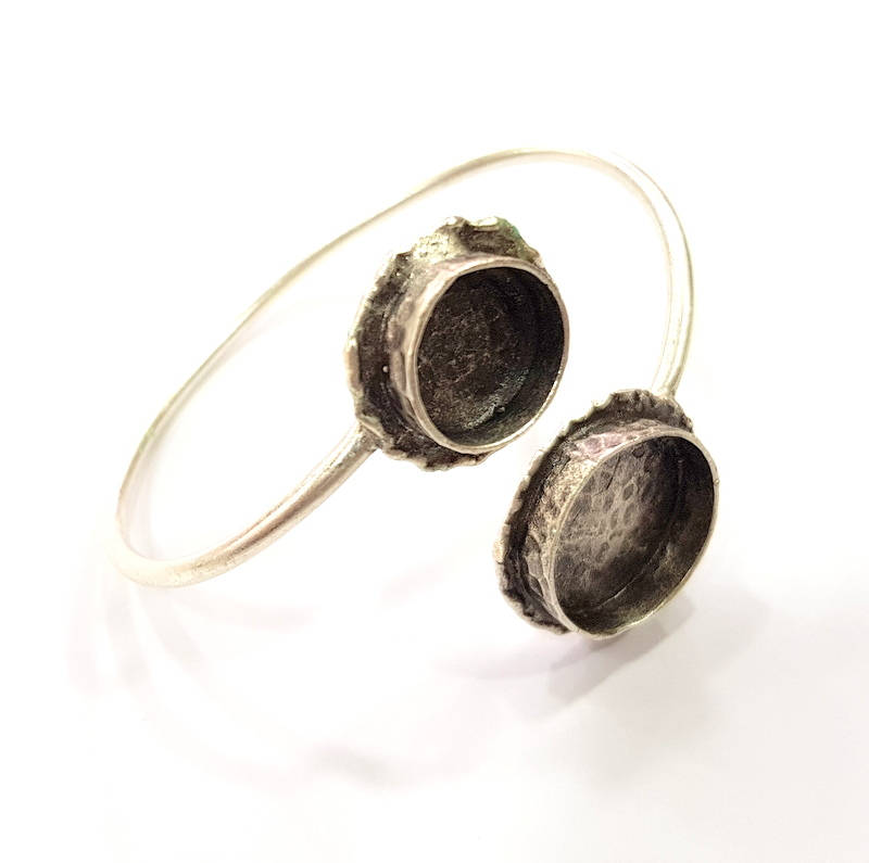 Silver Bracelet Blank Bangle Blank Cuff Blank Adjustable Bracelet inlay Blank Antique Silver Plated Brass (20mm and 14mm Blanks) G9750