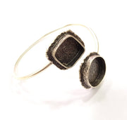 Silver Bracelet Blank Bangle Blank Cuff Blank Adjustable Bracelet inlay Blank Antique Silver Plated Brass (20x20mm and 15x15mm Blanks) G9752