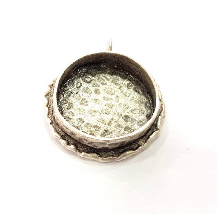 Silver Pendant Blank Resin Blank Mosaic Base Blank inlay Blank Necklace Blank Mountings Antique Silver Plated Brass (20mm blank )  G9753