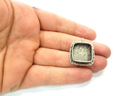 Silver Pendant Blank Resin Blank Mosaic Base Blank inlay Blank Necklace Blank Mountings Antique Silver Plated Brass (18x18mm blank )  G9754