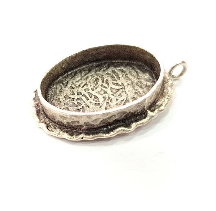 Silver Pendant Blank Resin Blank Mosaic Base Blank inlay Blank Necklace Blank Mountings Antique Silver Plated Brass (25x18mm blank )  G13949
