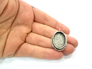 Silver Pendant Blank Resin Blank Mosaic Base Blank inlay Blank Necklace Blank Mountings Antique Silver Plated Brass (25x18mm blank )  G13949