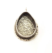 Silver Pendant Blank Resin Blank Mosaic Base Blank inlay Blank Necklace Blank Mountings Antique Silver Plated Brass (25x18mm blank )  G13359
