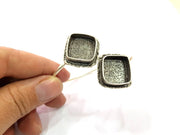 Silver Bracelet Blank Bangle Blank Cuff Blank Adjustable Bracelet inlay Blank Antique Silver Plated Brass (18x18mm Blanks) G9759