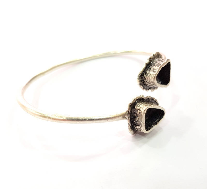 Silver Bracelet Blank Bangle Blank Cuff Blank Adjustable Bracelet inlay Blank Antique Silver Plated Brass (9x7mm Blanks) G9768