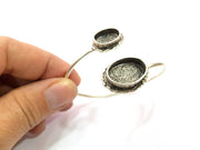 Silver Bracelet Blank Bangle Blank Cuff Blank Adjustable Bracelet inlay Blank Antique Silver Plated Brass (18x13mm+14x10mm Blanks) G14375