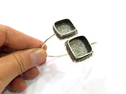 Silver Bracelet Blank Bangle Blank Cuff Blank Adjustable Bracelet inlay Blank Antique Silver Plated Brass (18x18mm Blanks) G14376