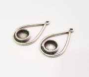 10 Silver Pendant Bezel Blank Earring Component Antique Silver Plated Blanks (8mm Blank) G9093