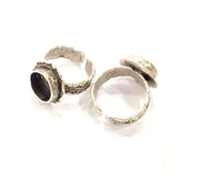 Silver Ring Setting Resin Ring Blank Cabochon Base inlay Ring Mounting Adjustable Ring Base Bezel (10mm)Antique Silver Plated Brass G11908