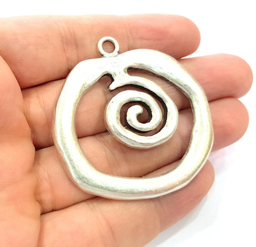 Spiral Pendant Antique Silver Plated Pendants (52x53mm)  G9127